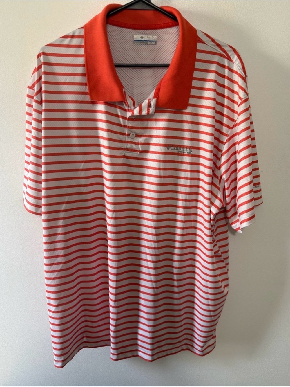 Columbia Men’s Red & White Striped Performance Polo